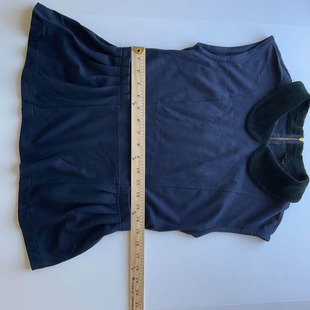 Marc by Marc Jacobs Vintage Top Peter Pan Collar Pleats Preppy Small Navy Blk Sm - Picture 10 of 12